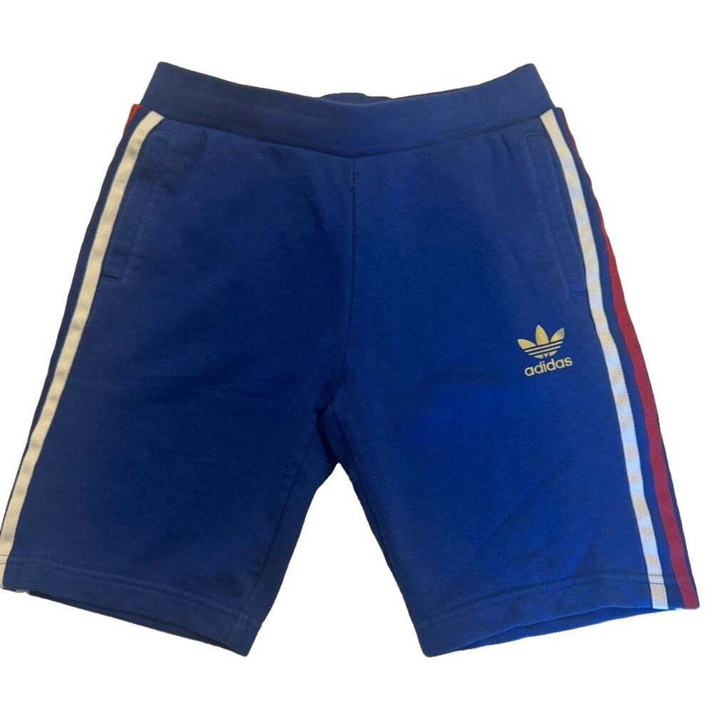 Adidas Originals Boys Shorts 11-12 Large 152 Blue Trefoil Retro Stripe